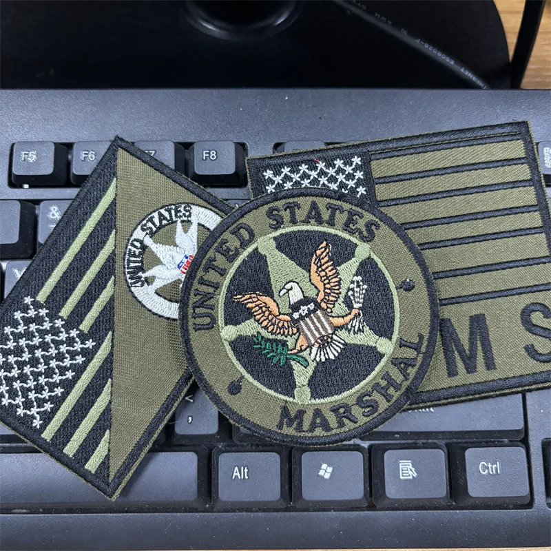 

US Marshal Embroidery Patches Hook and Loop Cloth Stickers Eagle Morale Badge Tactical Backpack Patch Vest Armband Chest Emblem