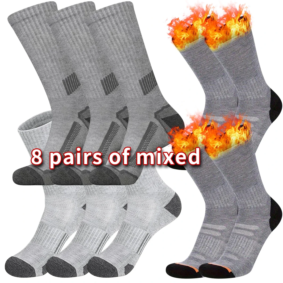 8pairs of cotton socks in men's sports socks black and white gray long socks in sports socks comfortable and convenient