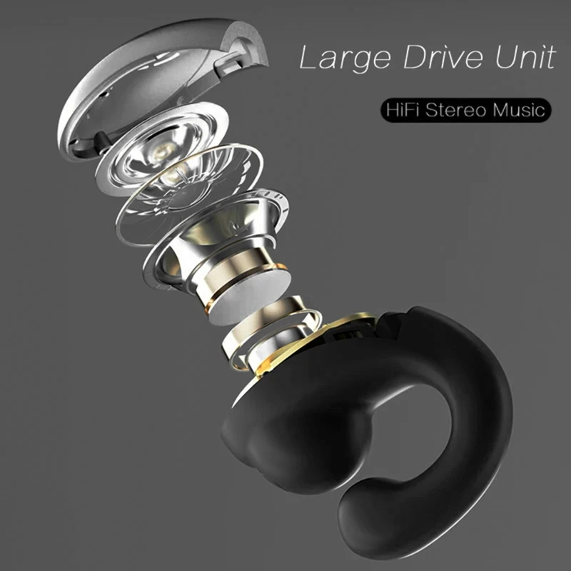 HFES – écouteurs sans fil Bluetooth 5.5, à Conduction osseuse, Clip d'oreille ouvert, lumière respiratoire LED, antibruit, pour la musique