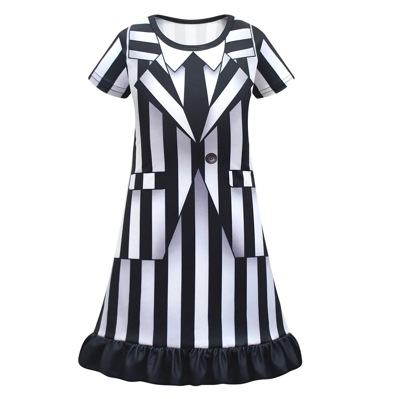 Halloween COS Costumes B-Beetlejuice2 Cosplay Costume Kids Underworld Mage Cosplay Children’s Striped Suits Performance Uniform