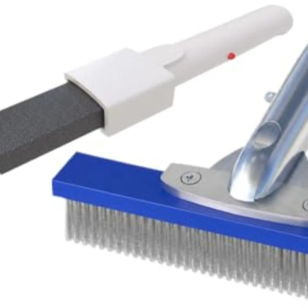 Stainless Steel Pool Brush with Natural Pumice Stone for Manual Cleaning of Pool Walls Steps and Waterline Areas