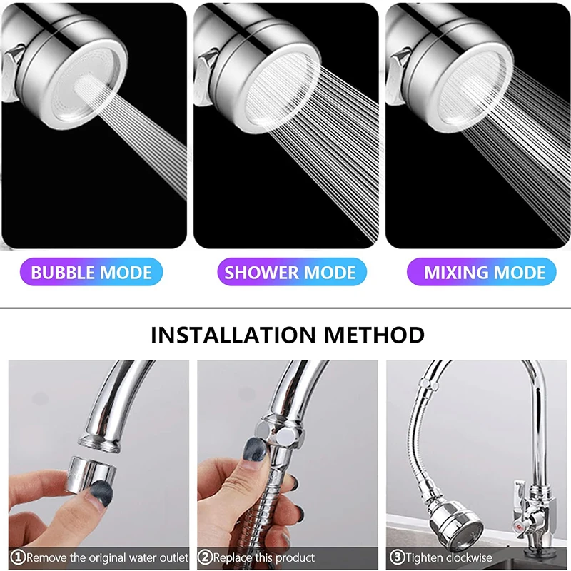 360° Rotatable Kitchen Faucet Sprayer  head  Accessories, Removable Faucet Expander, Water-saving Faucet for Kitchen