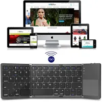 Portable Mini Three Folding Bluetooth Keyboard , Wireless Foldable Touchpad Keypad Keyboard for IOS Android Windows Ipad Tablet