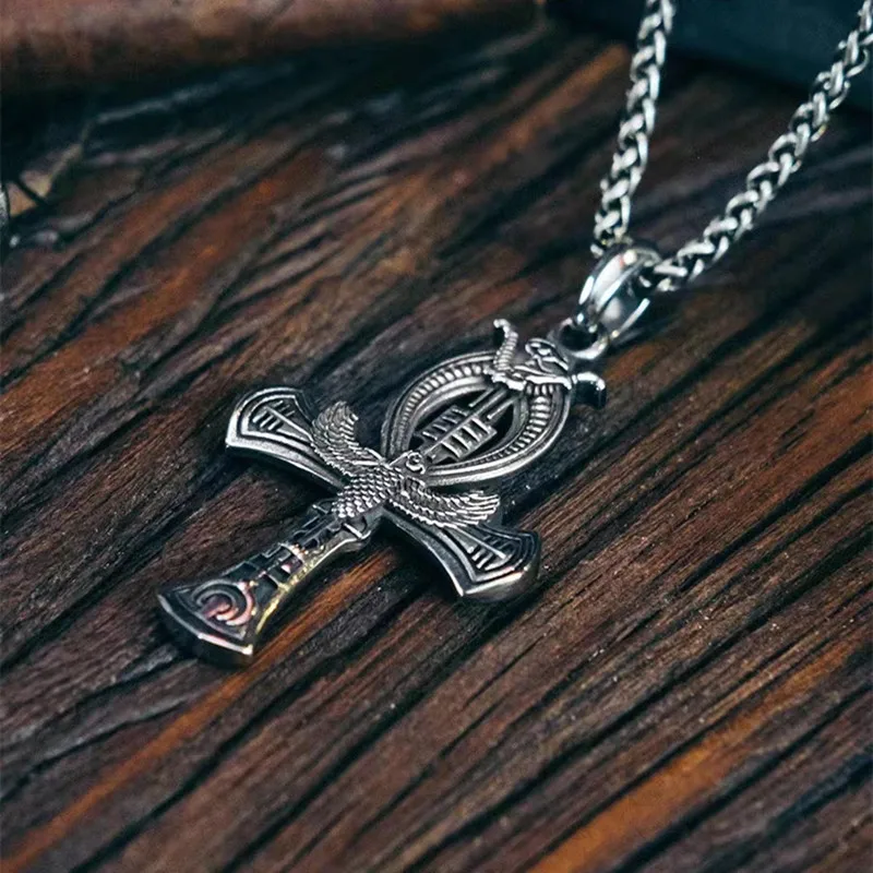 Vintage Ankh Cross Necklace Patronus Eye of Horus Amulet Pendant Men Women Egyptian Jewelry Gifts