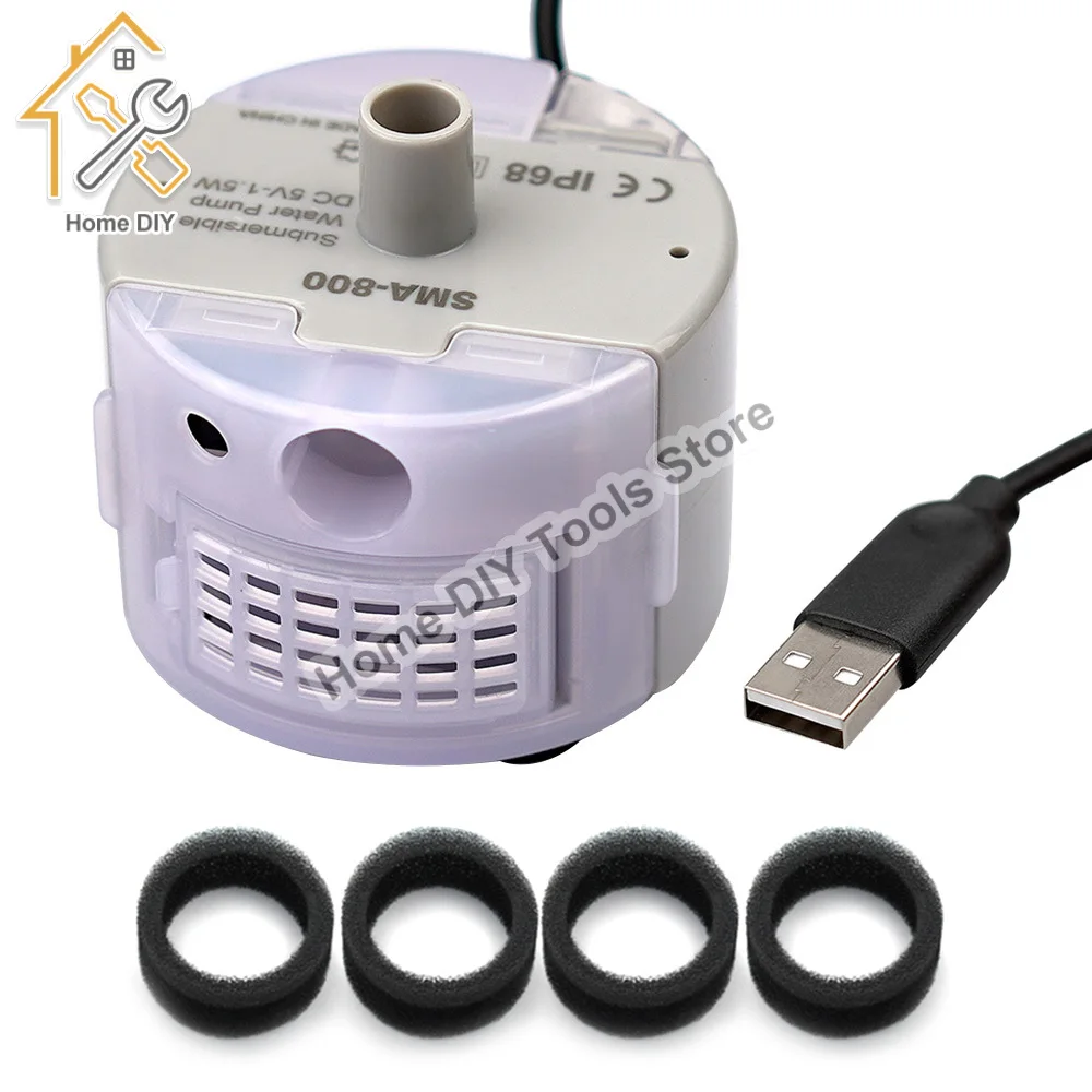 Bomba de Agua USB SMA-800 Mini DIY Gatos Para Mascotas Fuente Potable Filtro Bajo Ruido Motor Sin Escobillas Sumergibles Bombas DC 5V/1A 40cm 160L