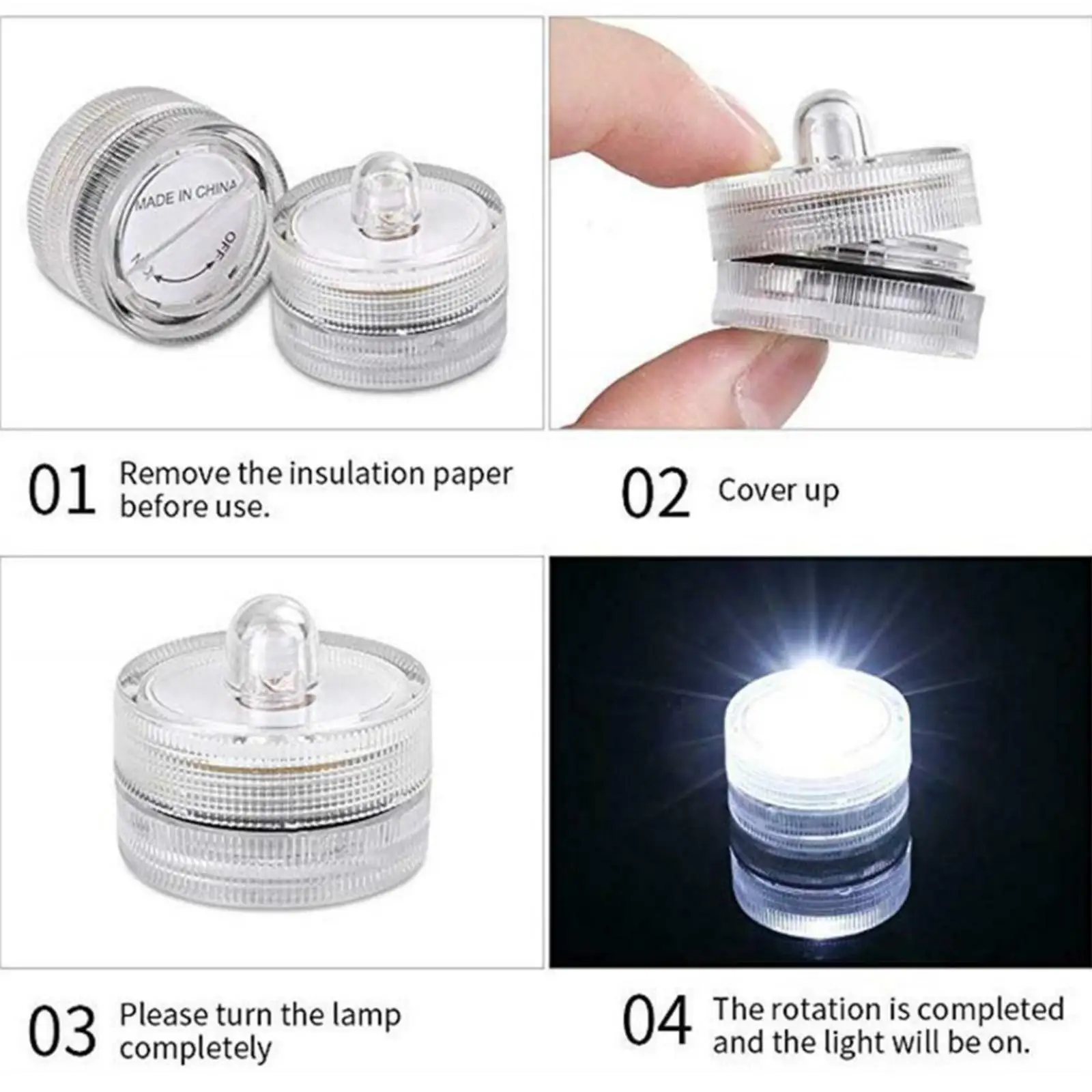 Velas LED sumergibles impermeables con pilas, luces de té sin llama, 10 Uds.