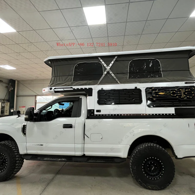 Hongsheng Products /Pop up Truck Camper 4x4 Slide in Camper with Soft Top Roof for Pickup Truck Off Road Camping Overland Travel