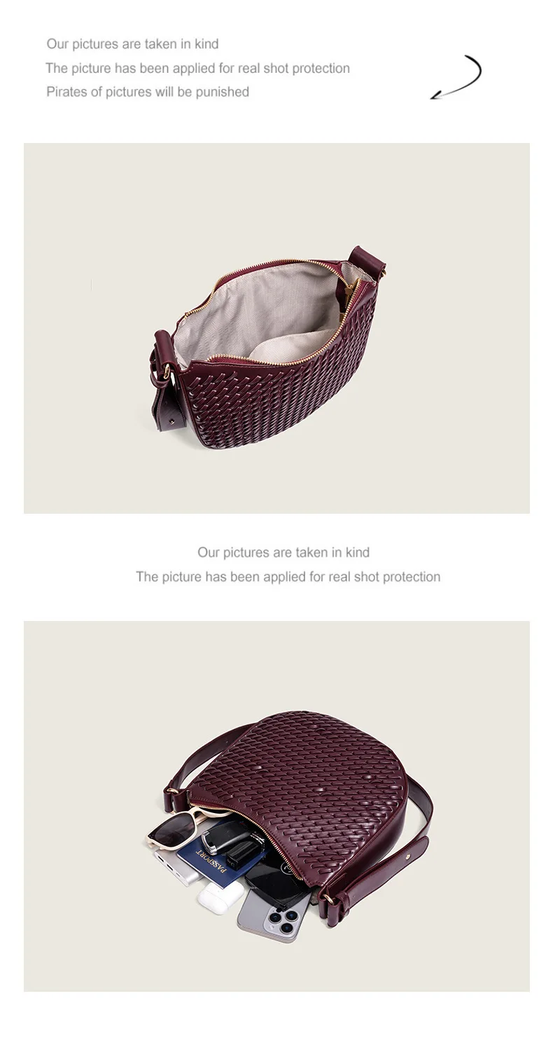 Semicírculo sela sacos para mulheres bolsas de grande capacidade tecelagem couro do plutônio senhoras ombro saco do mensageiro bolsa feminina totes