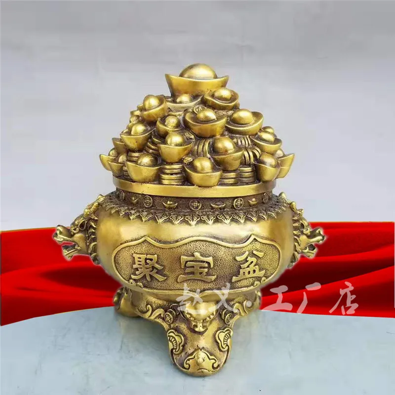 Brass Ornament Copper Ingot Treasure Bowl Home Crafts Wholesale