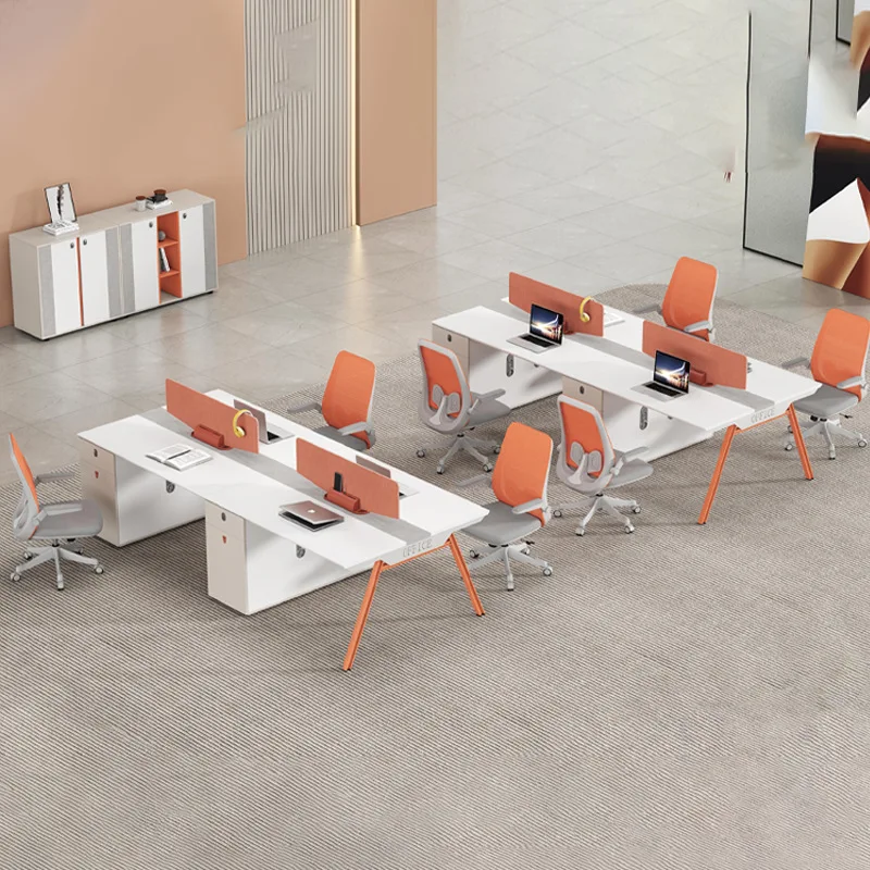 

Desk and chair combination for four to six people, simple modern office furniture, computer desk, employee booth