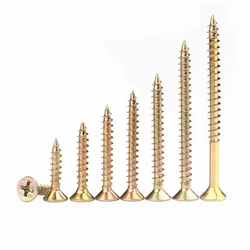 15-50pcs Flat Head Self-Tapping Wood Screws M3 M3.5 M4 M5 M6 Color Zinc Flat Head Phillips Tip for Drywall and Fiberboard