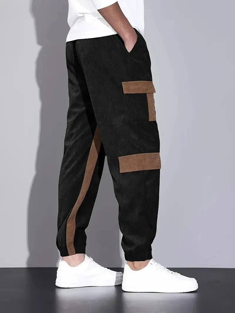 

Fashionable Corduroy Casual Pants with Drawstring, MEN'S Multi Piece Pocket Pants, Loose Casual Outdoor Work Pants