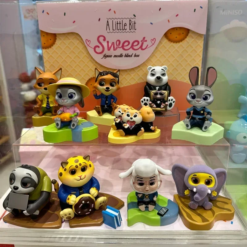 MINISO Zootopia Just Sit in the Series Blind Box, Judy Hopps, Nick, Desktop Decoration, Coleção Ornamentos, Presentes de Aniversário Infantil