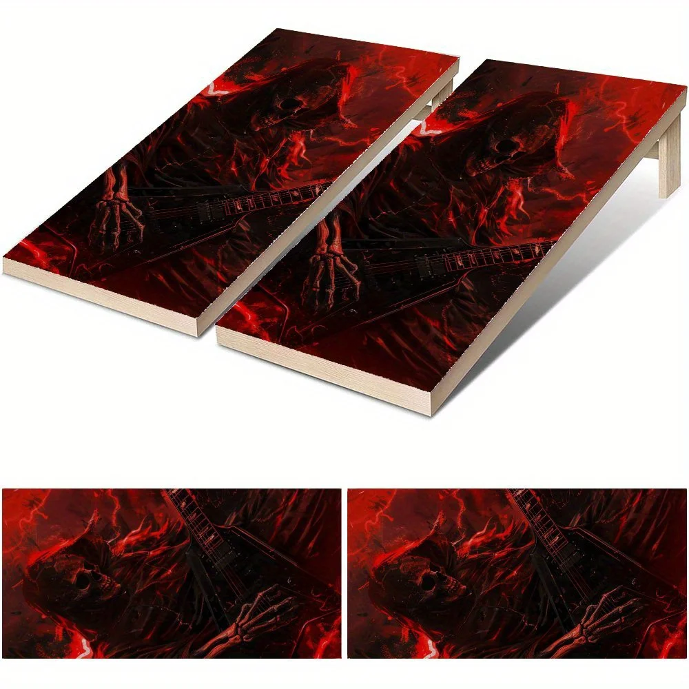 Dark Reaper Rock Waterproof Cornhole Board Vinyl Wraps, PVC Outdoor Game Board Design, Perfect for Sports & Leisure Activities,