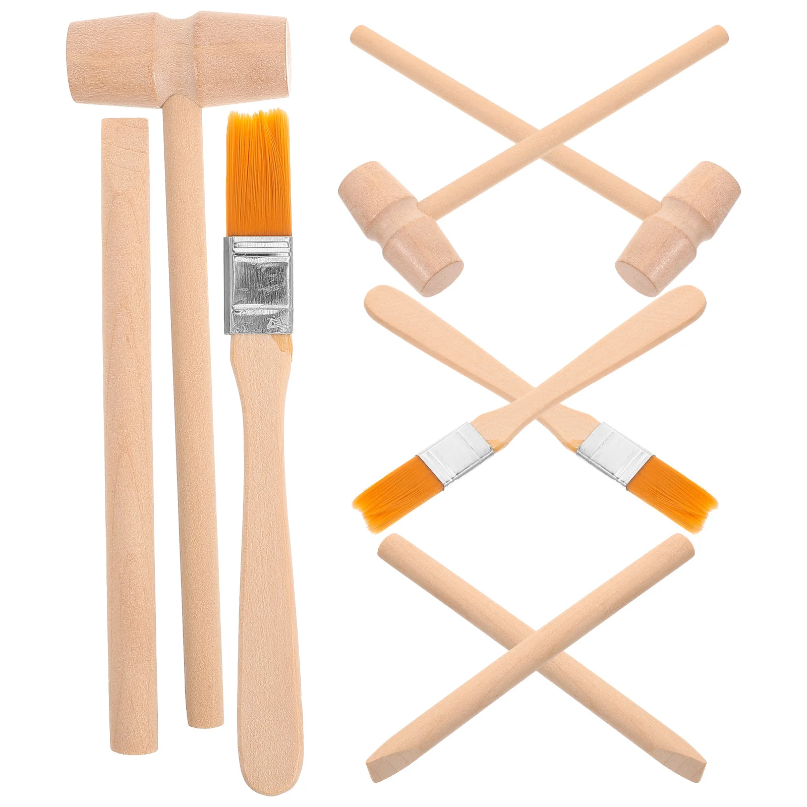 3 Sets Archaeological Tools Kids Toy Wooden Hammer Educational Toys Pretend Chisel Brush Dig Kit Child