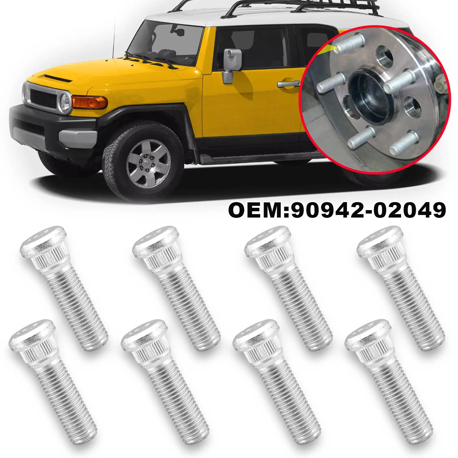 For Toyota FJ Cruiser 2006-2018 Car Wheel Lug Stud Nuts 90942-02049 90942-0203 90942-02070 M12x1.5 Steel Lug Bolts