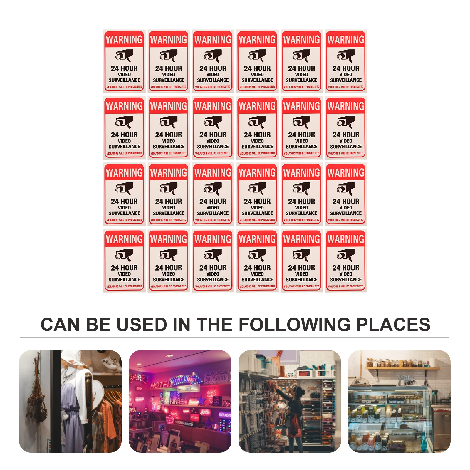 50pcs Security Camera Sign Self-Adhesive Warning Stickers For Outdoor Indoor Use Small Lightweight Safety Decals Video Signs