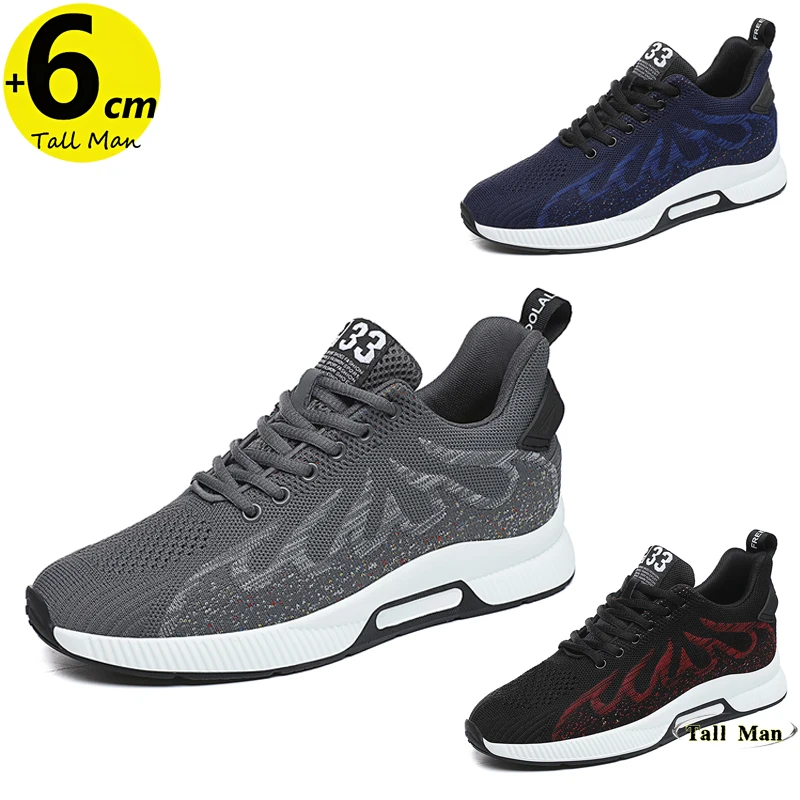 

Кроссовки с подъемом, мужские стельки, увеличивающие рост, повседневная обувь-бустер 6 см, лоферы, большие размеры 36-44