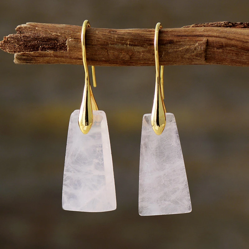 Bohemian Style Geometric Pendant Earrings for Women European and American Personality Earrings Natural Stone Jewelry Wholesale