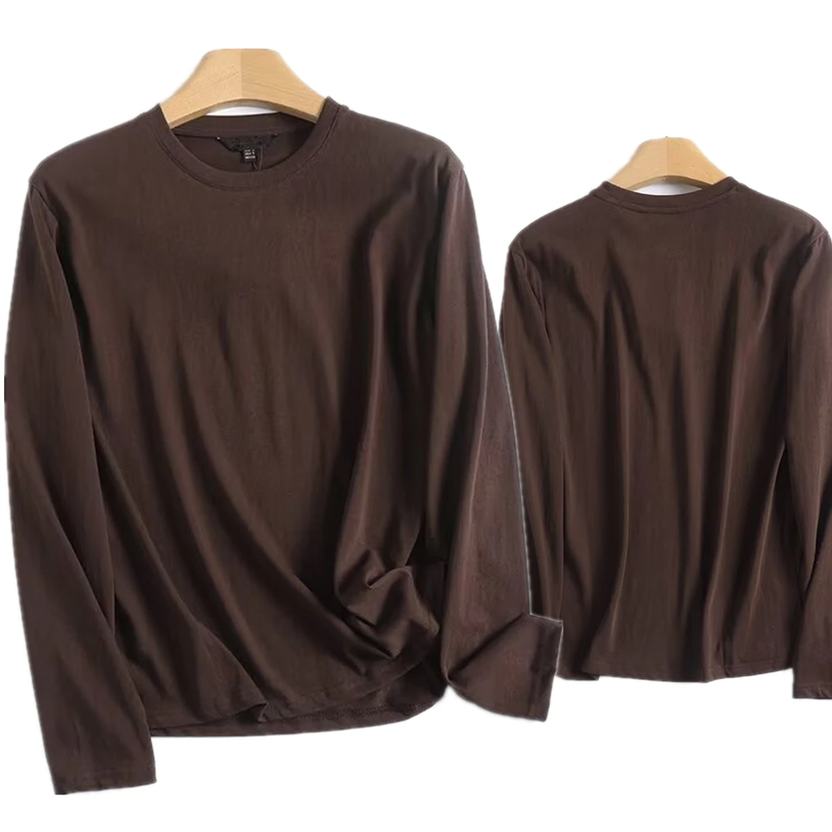 

Maxdutti Minimalist Fashion Commuter Cotton T-shirt Round Neck Long Sleeve T-shirt Japanese Style Basic Summer Tops