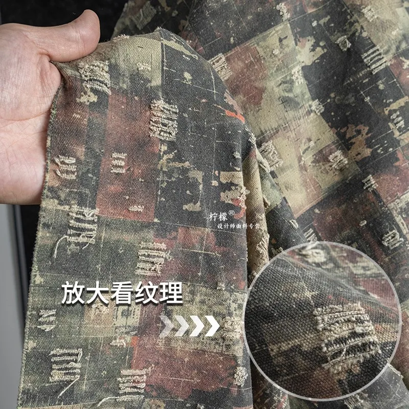 All-cotton tie-dyed fabric industrial-style perforated coat and pants designer for graduation project clothing