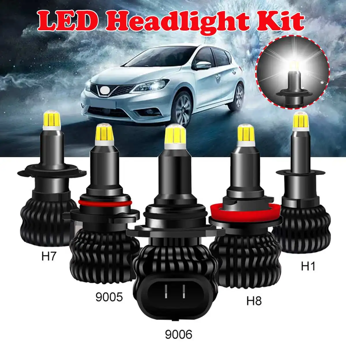 2PCS Led Headlight H7 H1 H8 9006 9005 360 Degree Car Headlight Bulbs  Mini Headlight Kit Waterproof High Power Bulb Fog Light