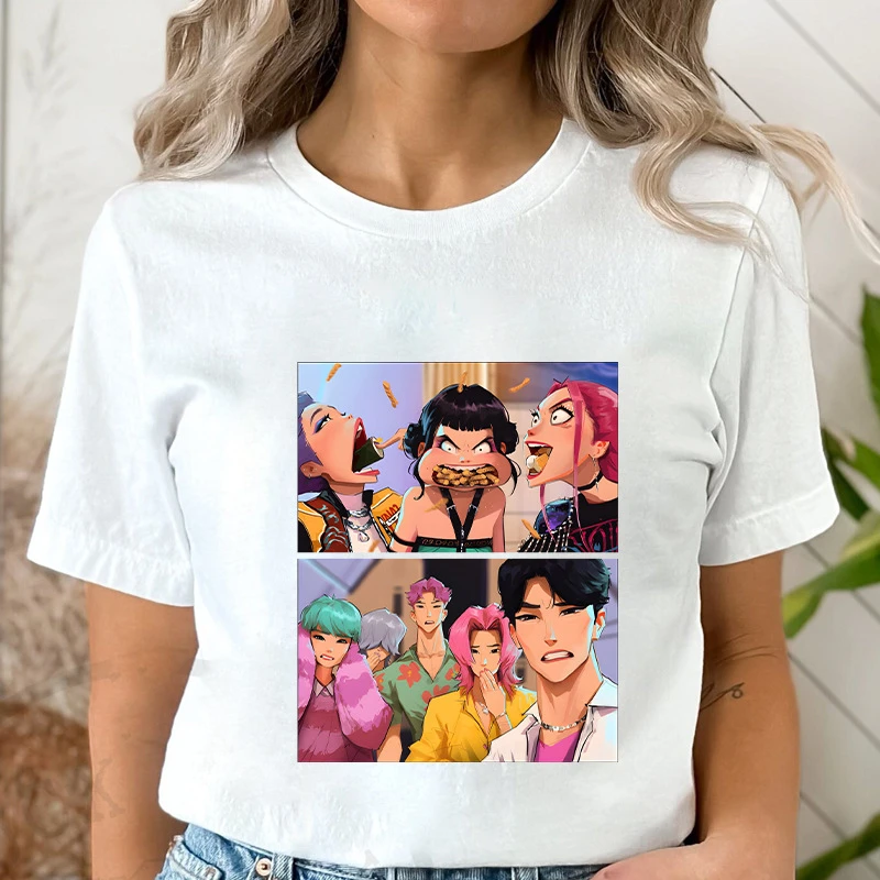 

Американская винтажная футболка Kpop Demon Hunter, женская футболка в стиле фэнтези, поп-культура, новые летние мужские и женские уличные рубашки