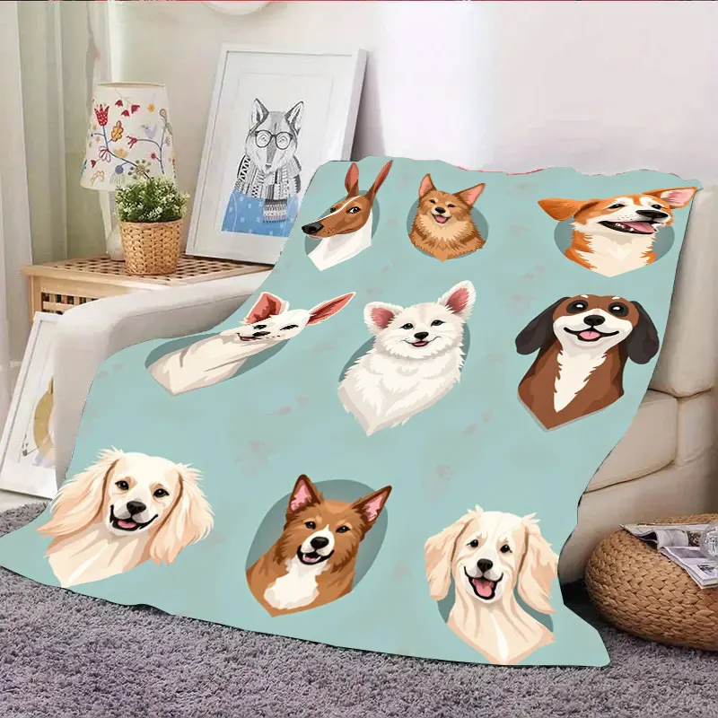 1 шт. фланелевое одеяло с милыми собачьими лицами, уютное одеяло для любителей домашних животных-мягкое и теплое одеяло