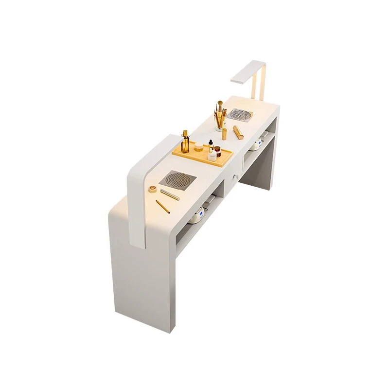 

Cream French Nail Table With Lamp Glamour Design European Nail Table Modern Simple Mesa De Manicurista Beauty Salon Furniture