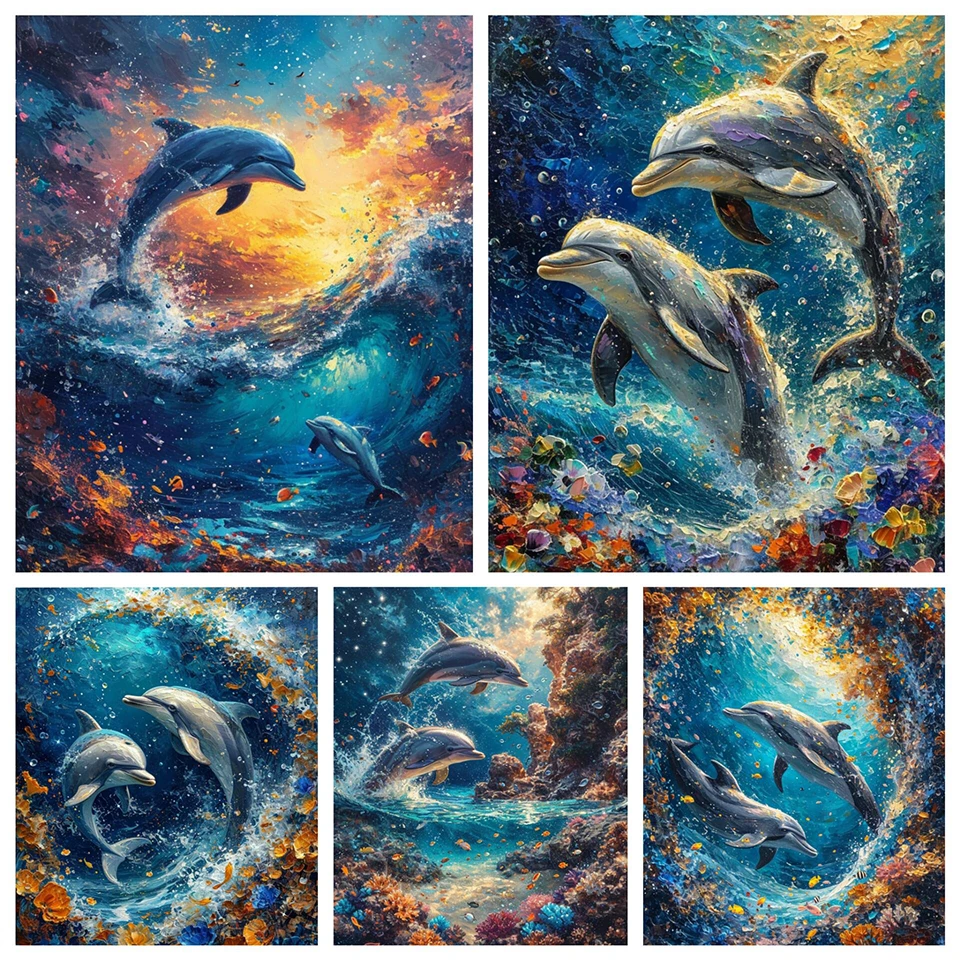 Diamond Painting 5D Animal Diamond Mosaic Artist Home Decoration Whale Dolphin DIY Diamond Embroidery Handicraft Gift