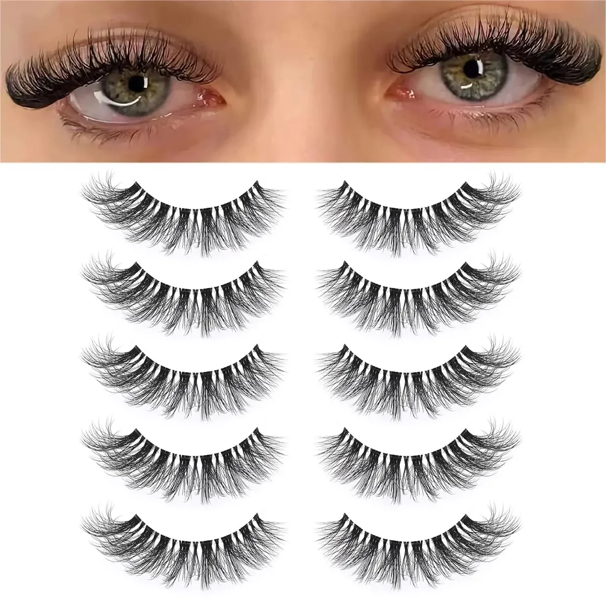 

5/10/20 Pairs False Eyelashes Collection - Extreme Volume & Lift, Soft Crisscross Lashes with Lengthened Outer Corners