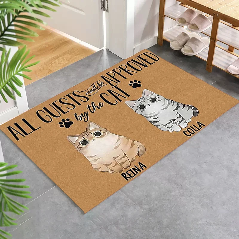 

Kitchen Carpet Cute Cat Dog Non-slip Kitchen Mat Anime Rug Living Room Floor Mats Entrance Doormat Custom Home Decoration Rugs