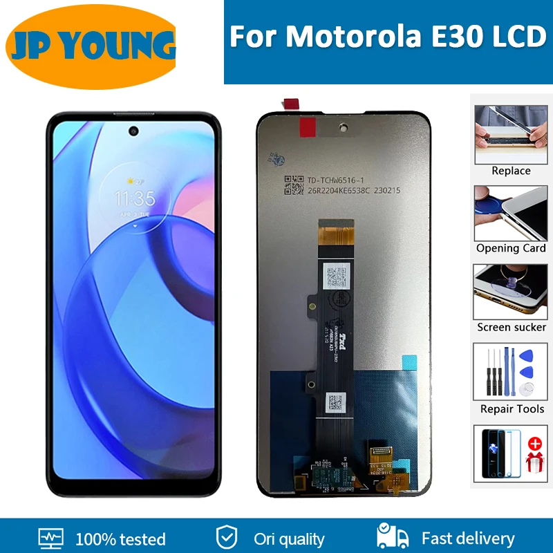 6.5'' Original For Motorola Moto E30 LCD Display WIth frame Touch Panel Screen Digitizer Glass Sensor For Moto E30 LCD XT2158-6
