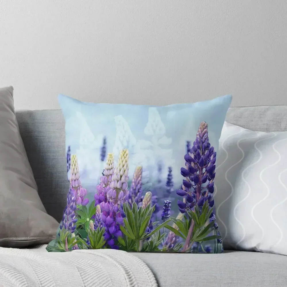 Lupin and Lavender Field 1 Throw Pillow Luxury Pillow Case Cushion Cover Luxury Sofa Covers For Living Room Sofa Covers pillow