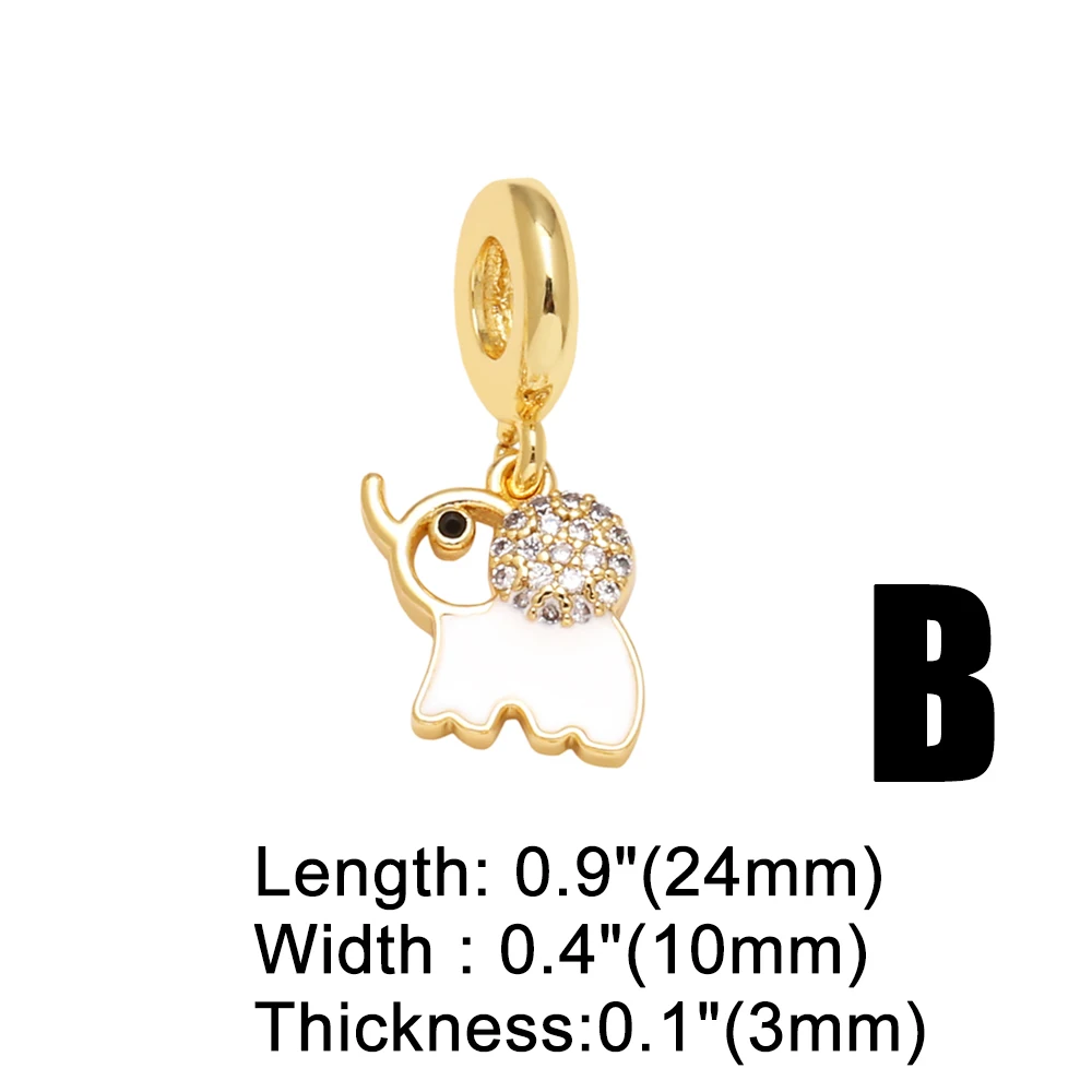 OCESRIO White Crystal Small Turtle Pendant for Necklaces Copper Gold Plated Elephant Sea Horse Jewelry Making Component pdtb677