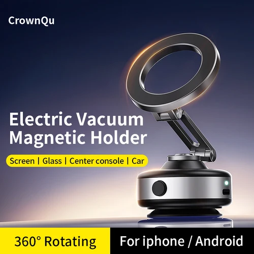Soporte para teléfono de coche con ventosa de vacío eléctrica 360 °   Soporte plegable magnético fuerte de rotación para iphone 12-16 Pro Xiaomi Samsung