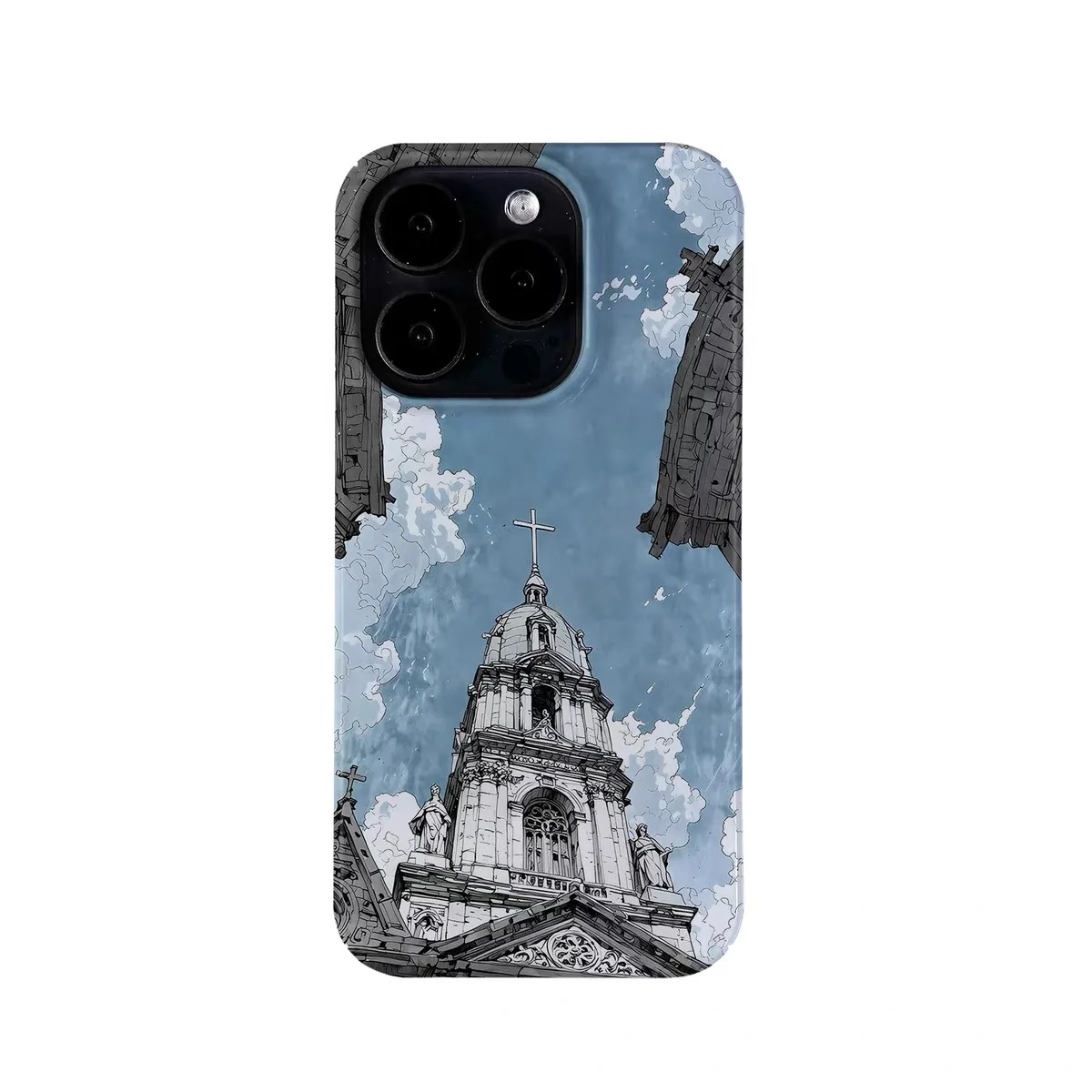 

Ins Korean Blue Cross Church Phone Case for IPHONE 17 Air 16E 15 PROMAX 14 Plus 13 12 MINI 11 PRO 16Plus XR Acrylic Phone Cover