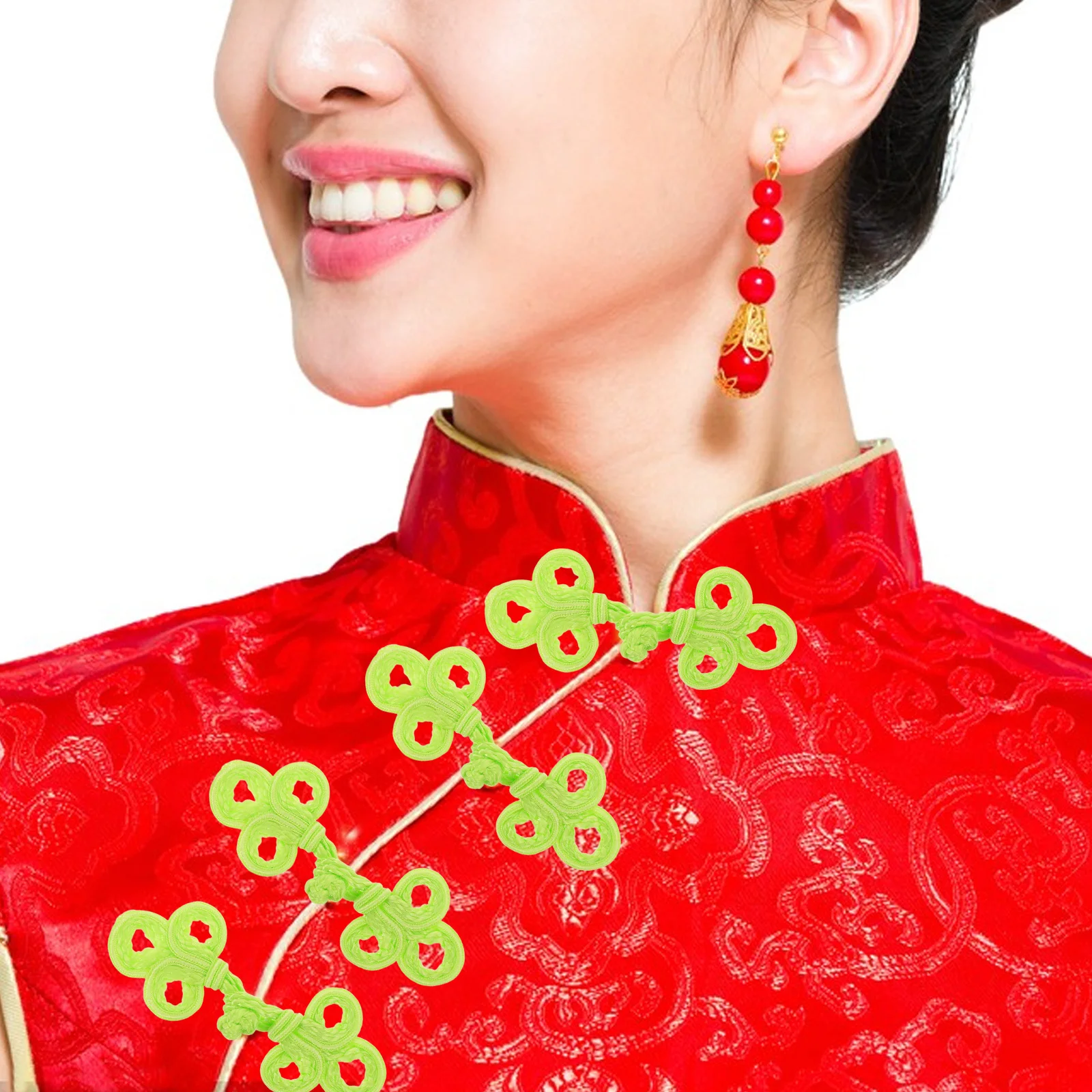 

10Pcs Traditional Chinese Buttons Handcrafted Elegance Sophistication Three-Leaf Pattern Cheongsam Jacket Clothing