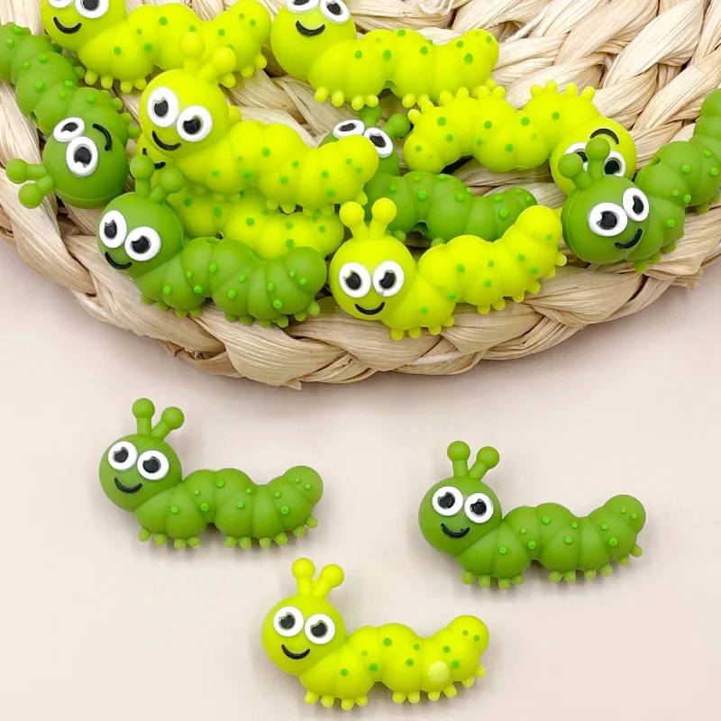 4Pcs Cute Caterpillar Silicone Beads Loose Focus Beads For DIY Necklace Bracelet Earrings Keychain Beaded Pen HandCrafts Making