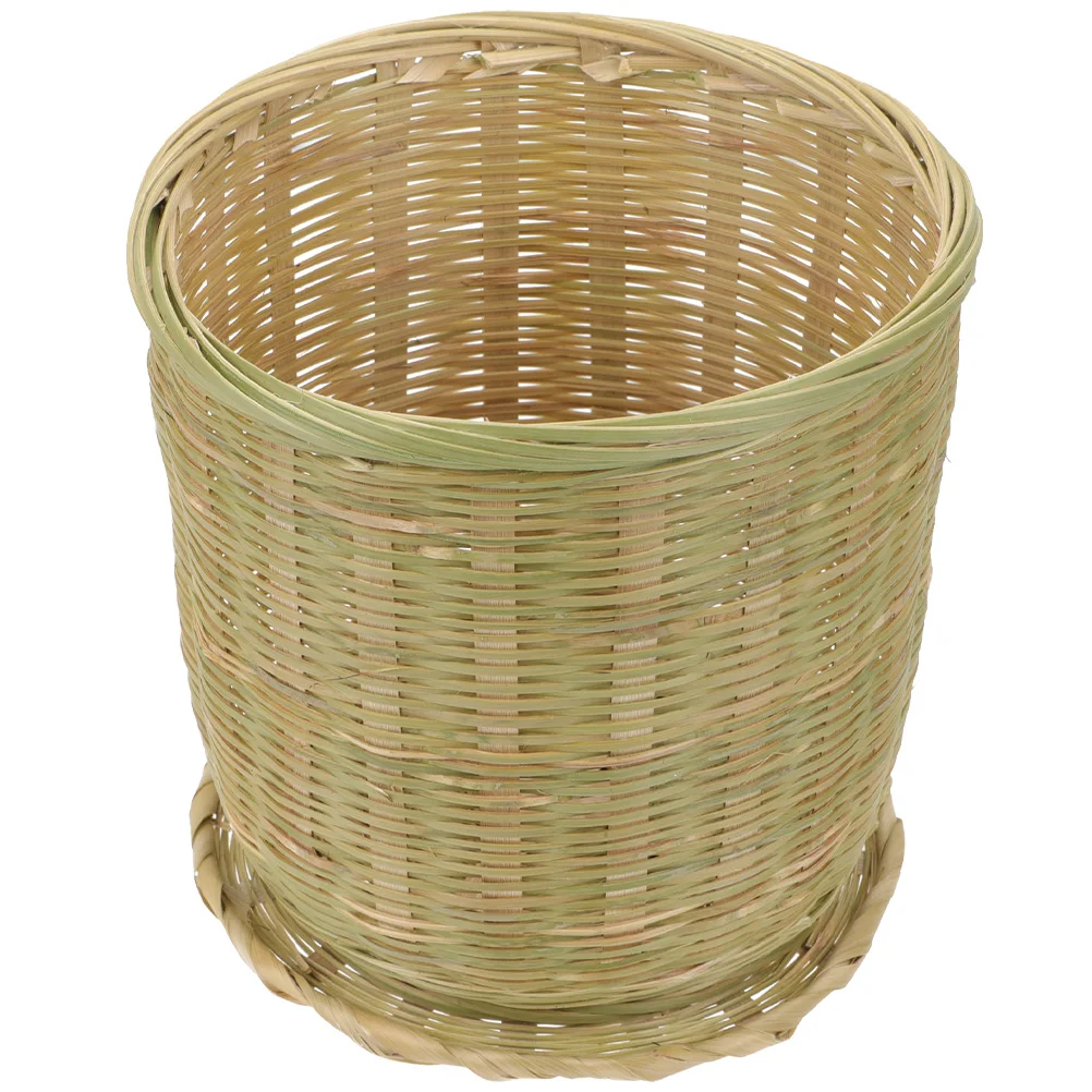 

Woven Bamboo Basket Material Multipurpose Decorative Practical Family Toy Storage Trash Can Lid Seagrass