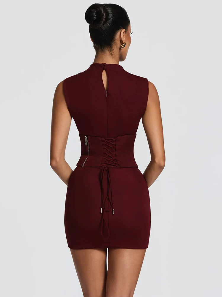Vestido Corto Sexy sin Mangas para Mujer, Estilo Corsé, Ajustado al Cuerpo, Elegante, para Fiesta, Club, Salida Nocturna