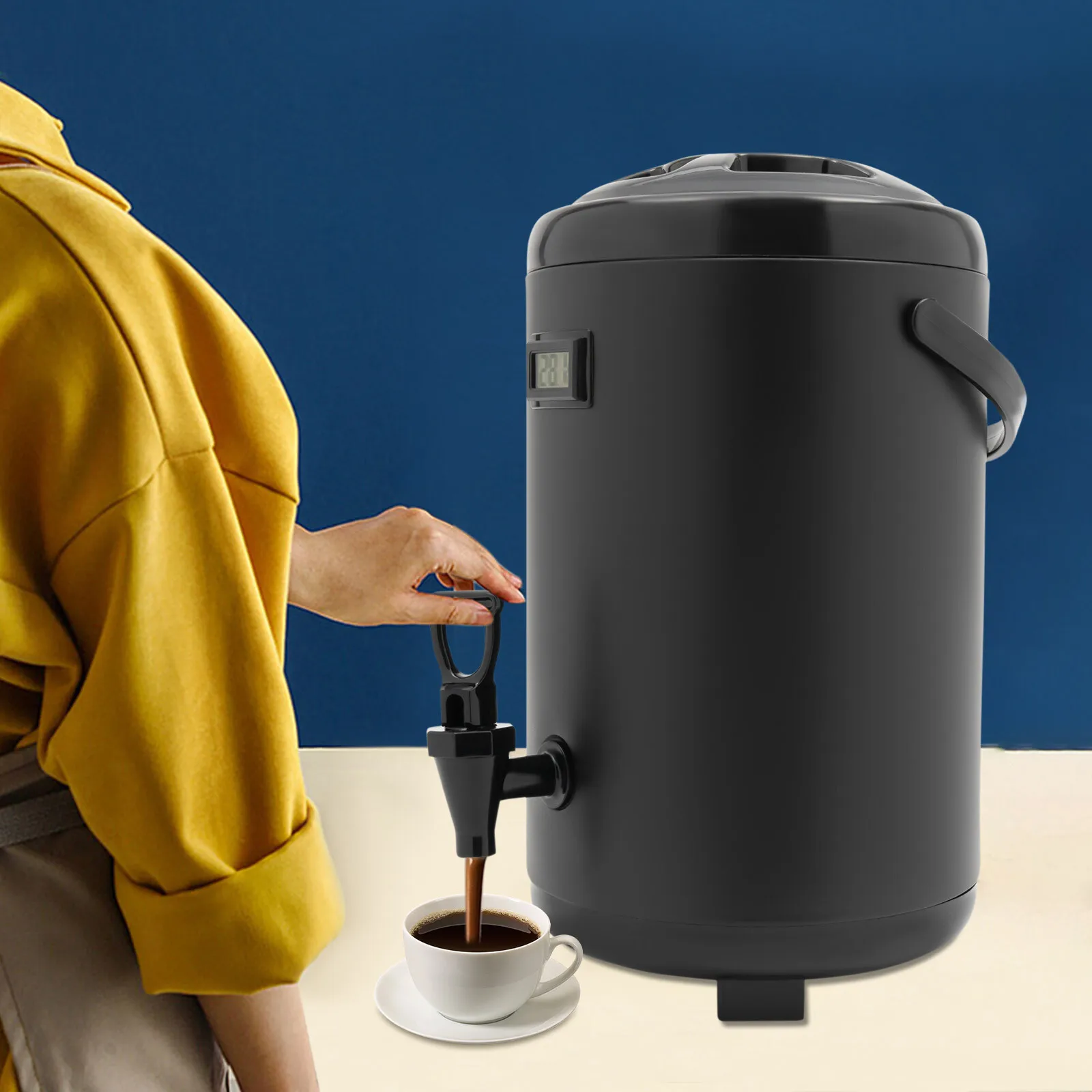 

Insulated Beverage Server/Dispenser 2.64 Gallon Hot & Cold Drinks w/ Thermometer