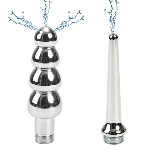 1Pcs Douche Enema Shower Cleaning Anal Plug Beads Metal Anal Enema Cleaning Butt Plug Gay Sex Toy