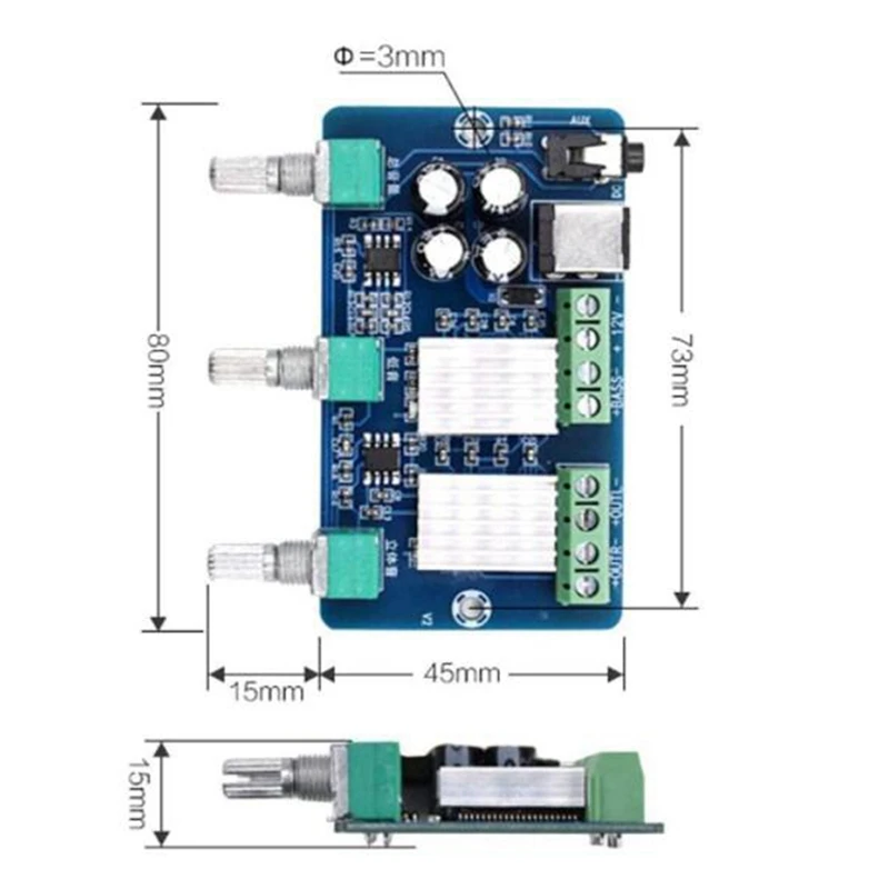 XH-A355 20W + 10W + 10W 2.1 canali Audio Stereo scheda amplificatore di potenza digitale Bass Subwoofer AMP Audio DC 12V