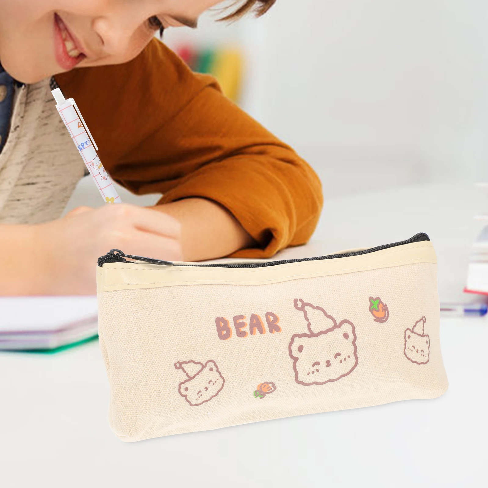 

Canvas Pencil Case Portable Bag Fabric Pouch Zipper Holder Multifunction School Storage
