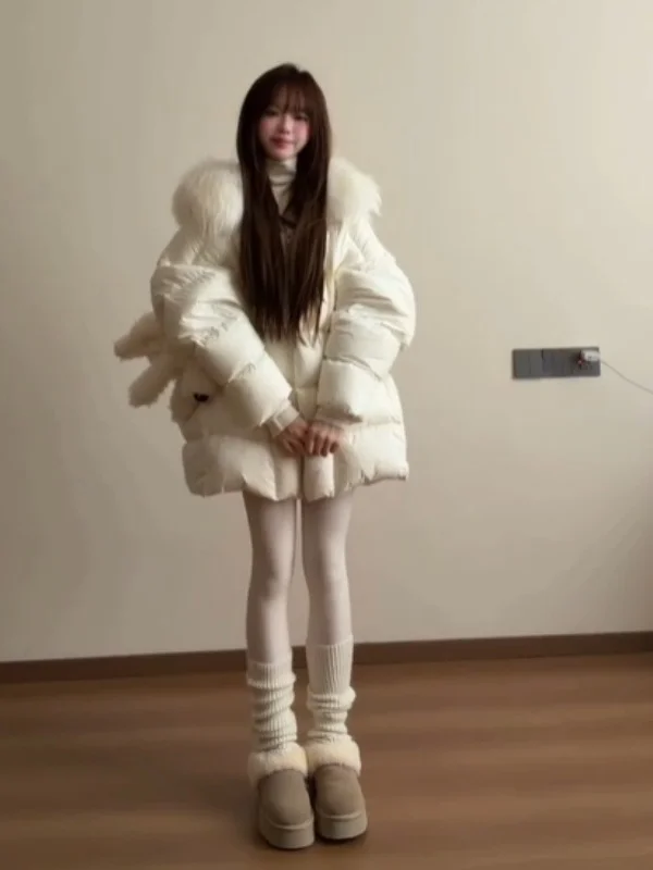 

Unique Sli Loose Cotton Jaet Gentle Sle Beautiful Mid-Length Outerwear for ort Women Winter Season Zipper Closure