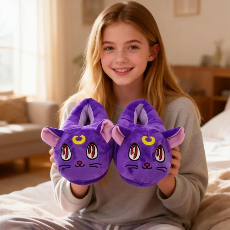 

Теплые тапочки из серии «Аниме Сейлор Мун» с мультяшными персонажами, изысканный дизайн, для осени и зимы, хлопковые, сохраняющие тепло