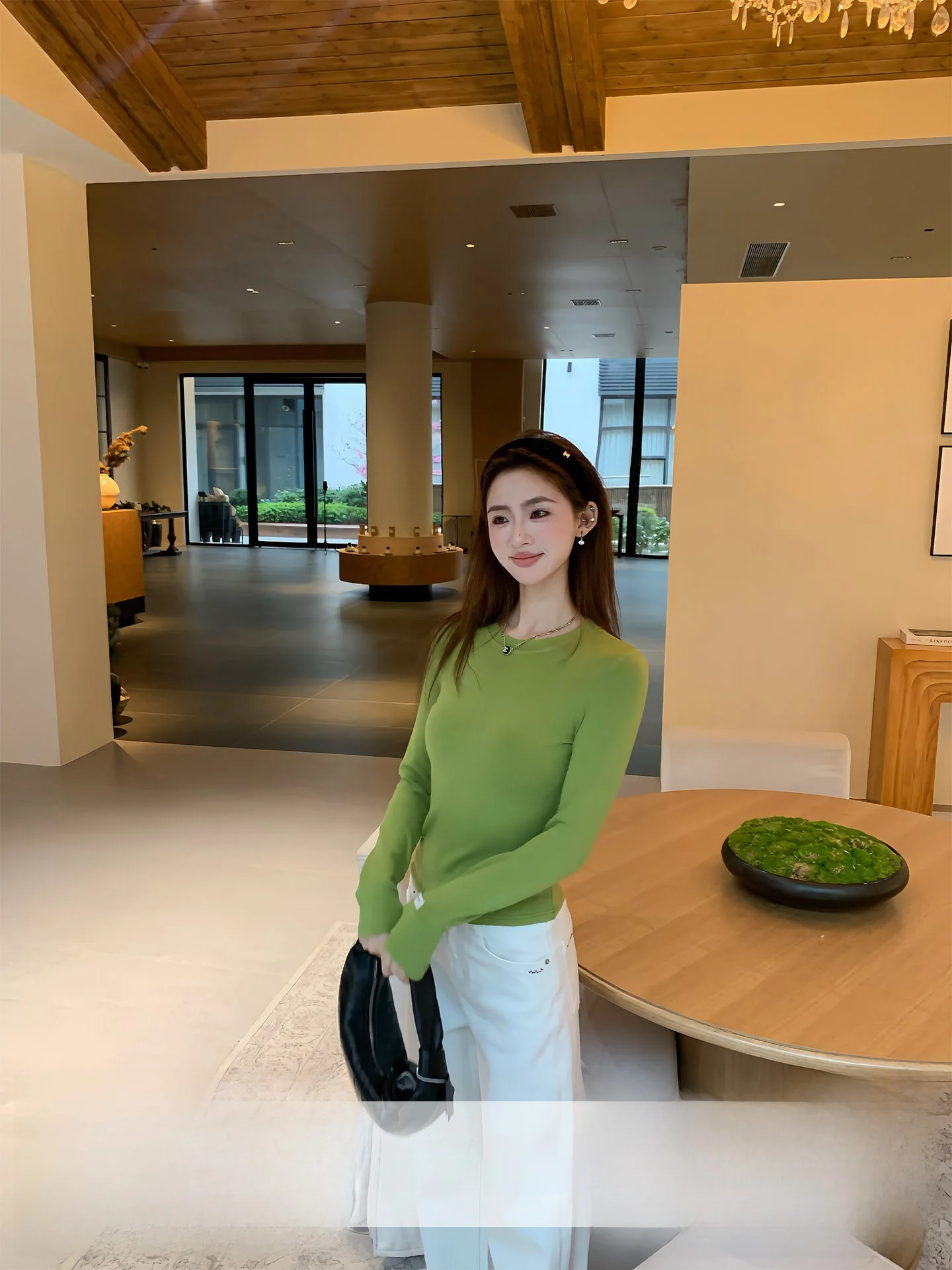 

Базовая женская футболка с длинным рукавом для весны и осени, повседневная, простая, из смесового хлопка, эластичная, облегающая, для ношения в качестве базового слоя