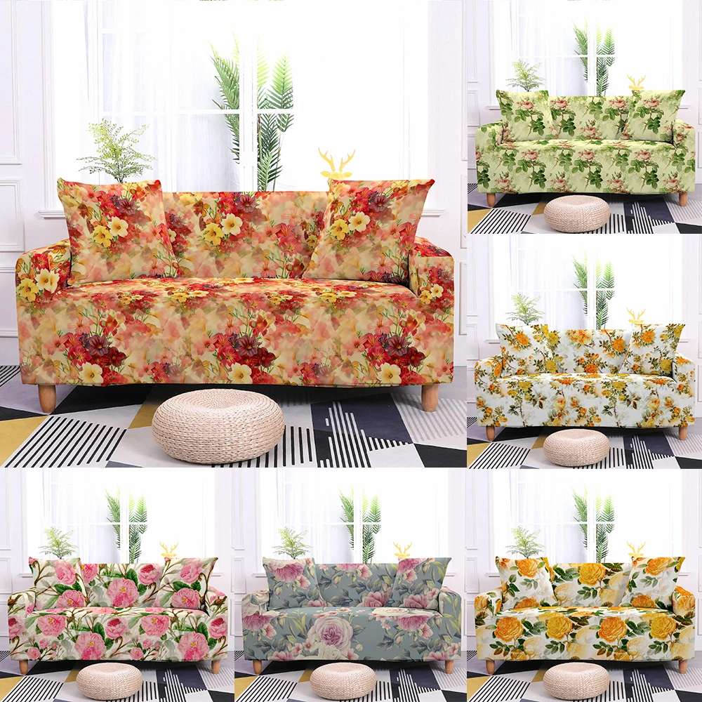 1/2/3/4 Seater Flower Elastic Sofa Cover Universal Stretch Sofa Slipcovers for Living Room Couch Cover Sofa Housses De Canapé