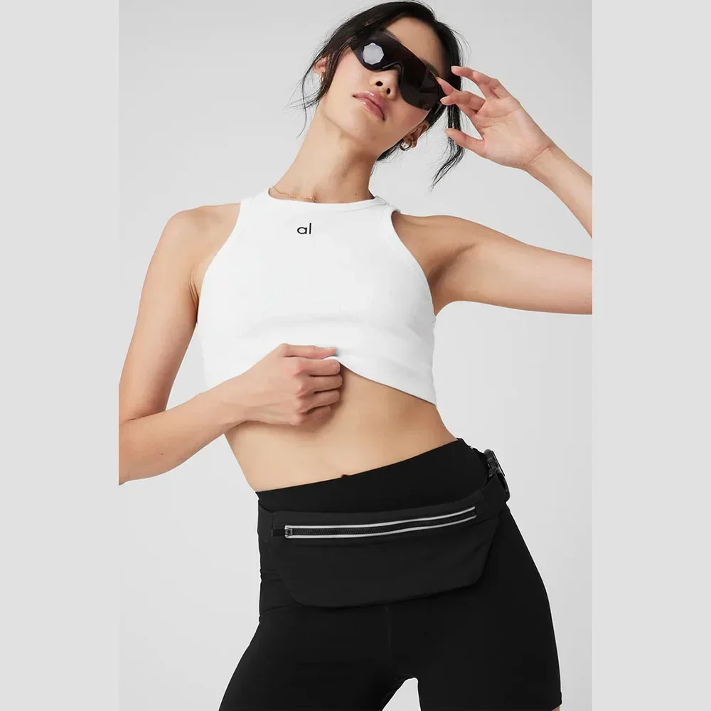 

LO Goddess Yoga Fashion Vest Sexy Off-shoulder Navel Top Sleeveless Seamless Bra Street Women's Vest Knitted Sports Gym Running